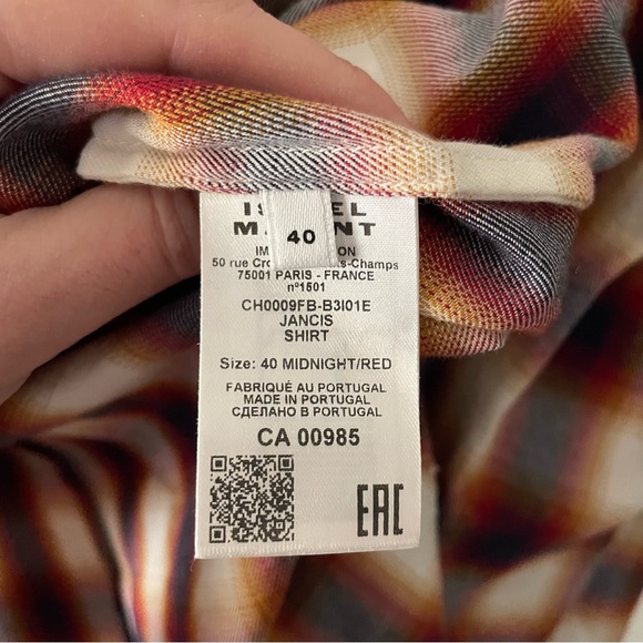 Isabel Marant Etoile Jancis Checked Cotton Shirt Blouse Size 40(L) - Picture 8 of 10